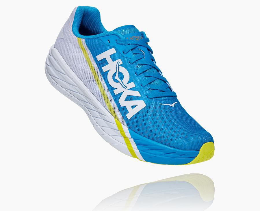 Hoka One One ランニングシューズ メンズ 白/青 - ロケットX - ZR0658192